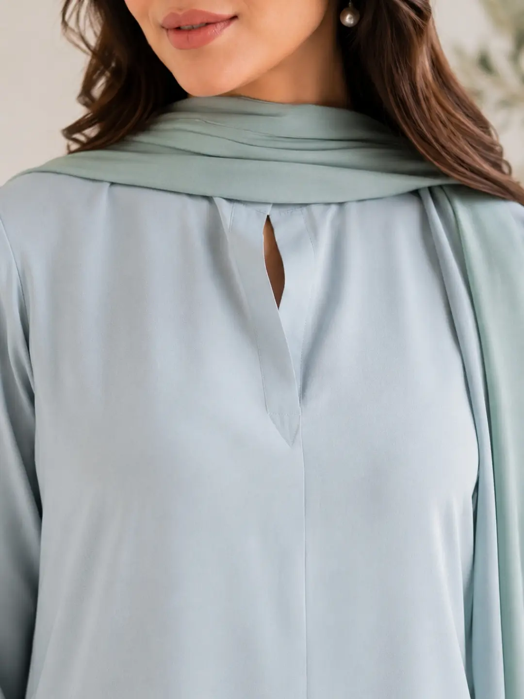 Elegant Light Blue Three-Piece Suit with Dupatta - Image 2