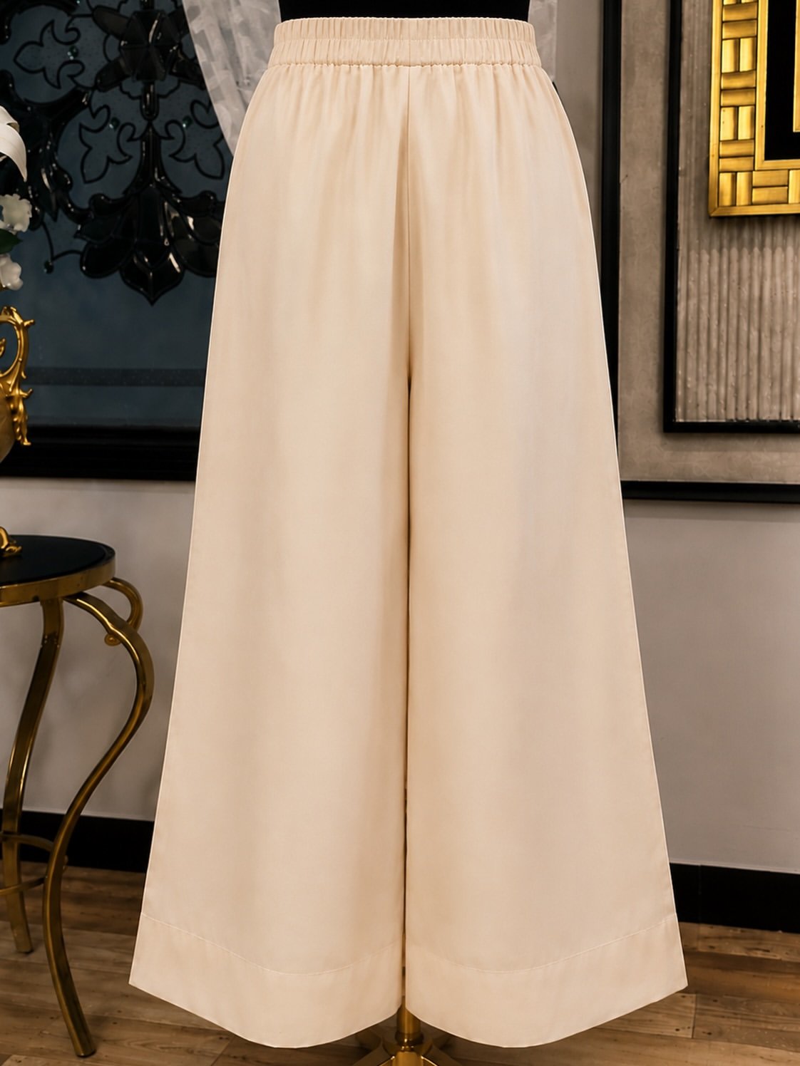 Olive Green Kurta with Cream Wide-Leg Trousers - Image 3
