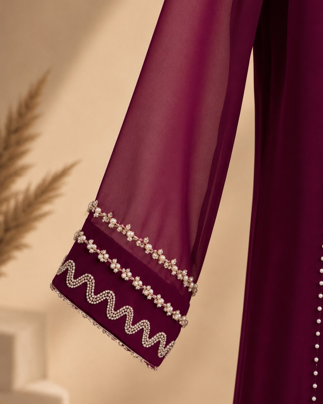 Deep Magenta Formal Suit with Matching Dupatta - Image 3