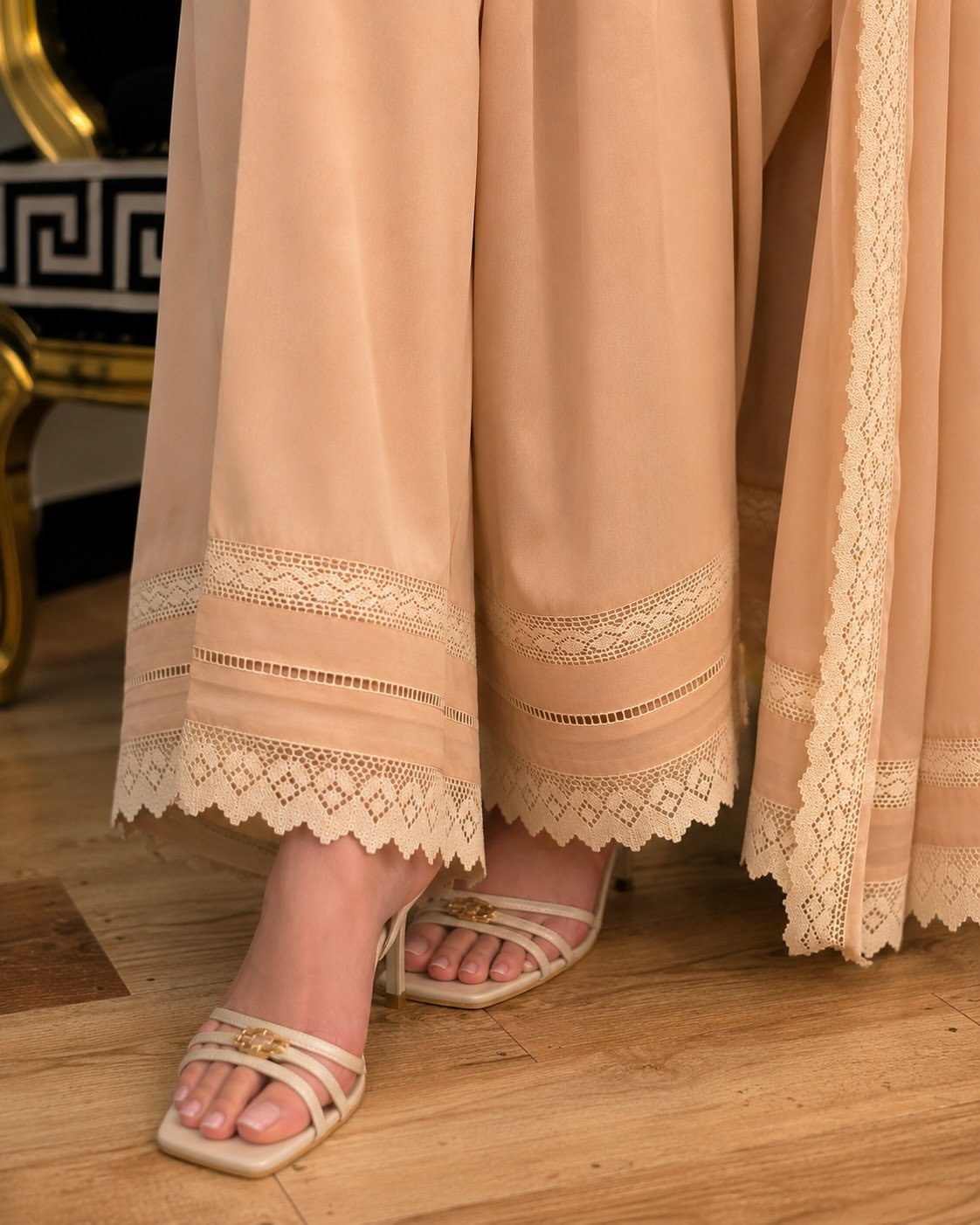 Elegant Peach Embroidered Suit with Dupatta - Image 4