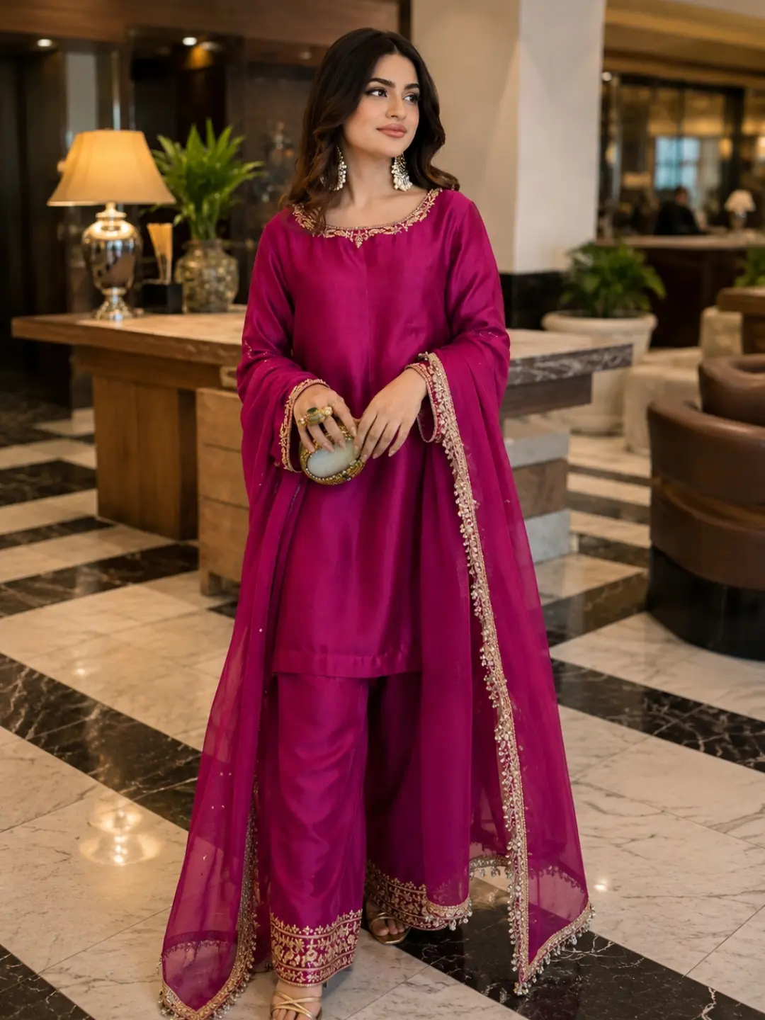 Magenta Embroidered Suit - Image 5