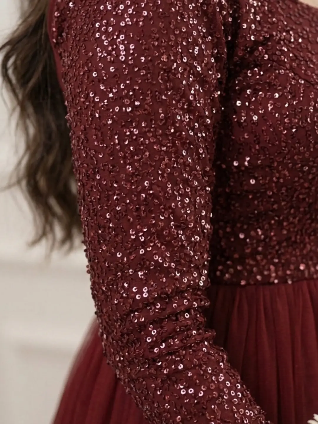 Elegant Maroon Embellished Maxi Gown - Image 3