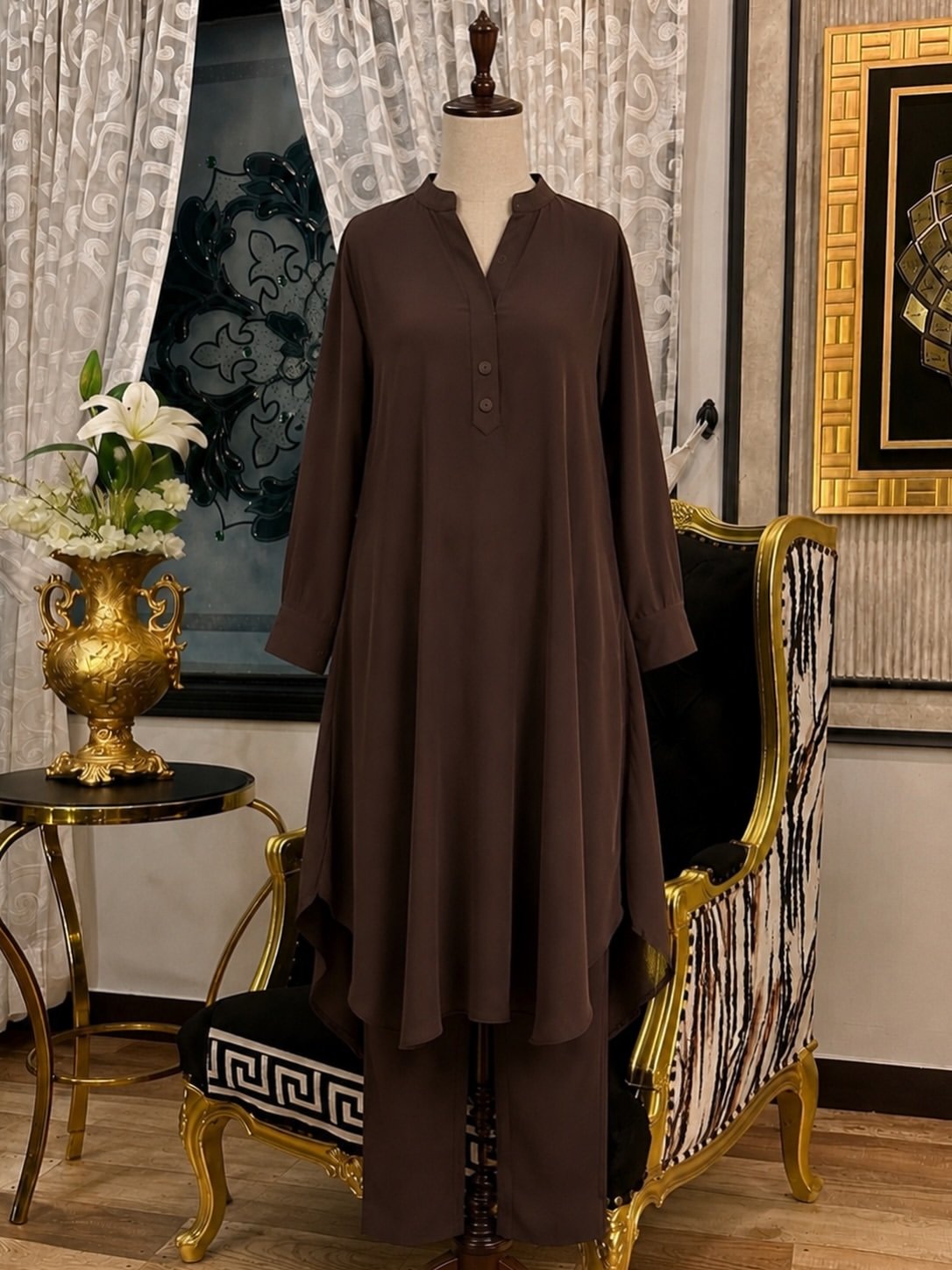 Minimalist Chocolate Brown Kurta Set