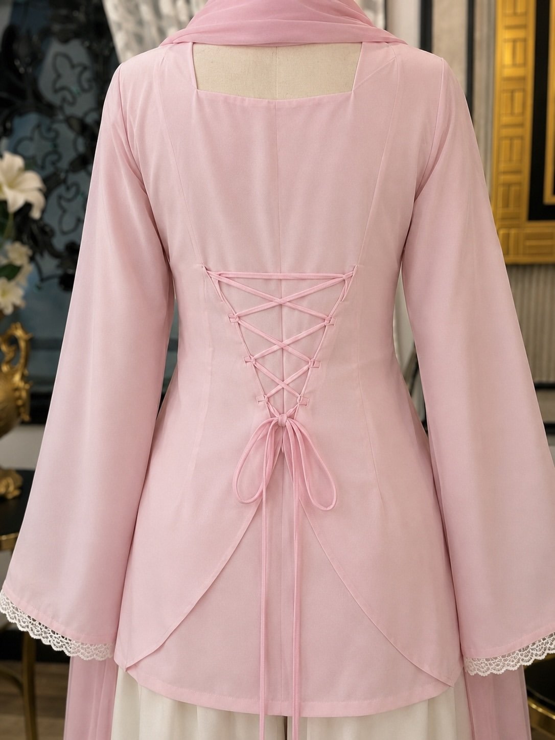 Blush Pink Tunic with Ivory Flared Skirt - Image 4